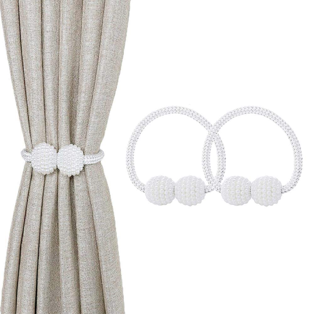 HASTHIP 2PCS Magnetic Curtain Tiebacks Curtain Holder Adjustable Decorative Curtain Straps Curtain Clip Curtain Tie Backs for Bedroom (White) HASTHIP 2PCS Magnetic Curtain Tiebacks Curtain Holder Adjustable Decorative Curtain Straps Curtain Clip Curtain Tie Backs for Bedroom (White)